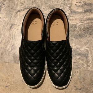 Black quilted loafers size 10